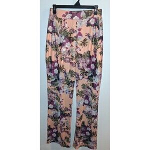 Nina Parker Peach Floral Straight Leg Pull On Pants Sz 0X